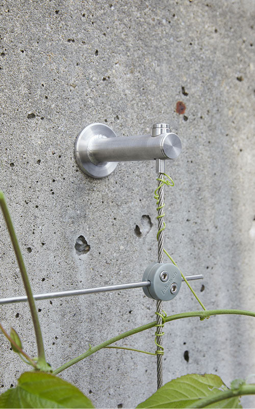 "Close-up of 4-inch Wide Stainless Steel Trellis Cables and Components