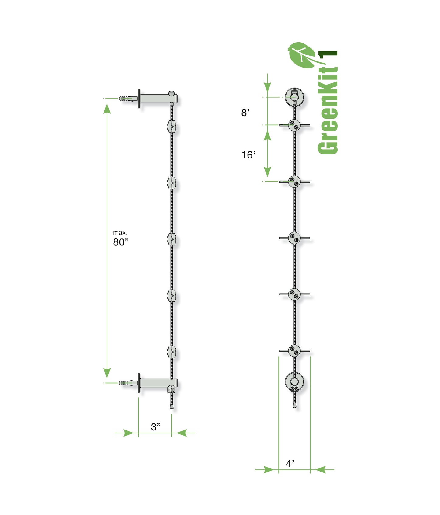 Compact 4-inch Wide, 80-inch High Stainless Steel Trellis measures