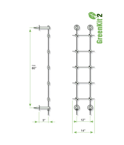 14-inch Wide, 80-inch High Stainless Steel Trellis measures